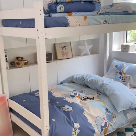 91家纺网 家纺一手货源 找家纺 2024新款全棉印花三件套学生宿舍床三件套上下铺床单被套 畅游星球