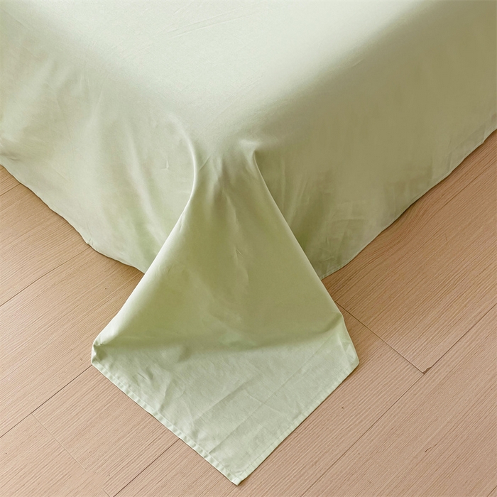 91家纺网 家纺一手货源 找家纺 2024新款全棉简约纯色床单 发芽绿