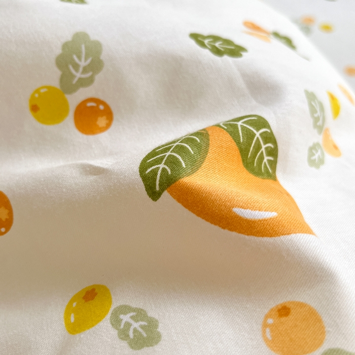 91家纺网 家纺一手货源 找家纺 铭成家纺 2024新款新疆棉喷气印花小清新系列四件套砂糖橘