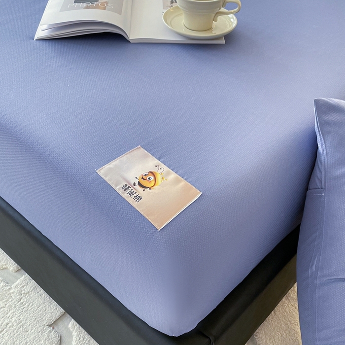 91家纺网 家纺一手货源 找家纺 豪选 2025新款A类蜂巢棉抗菌床笠（全网全供） 蜂巢蓝灰色