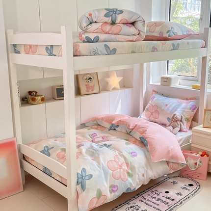 91家纺网 家纺一手货源 找家纺 （总）2024新款全棉印花三件套学生宿舍床三件套上下铺床单被套