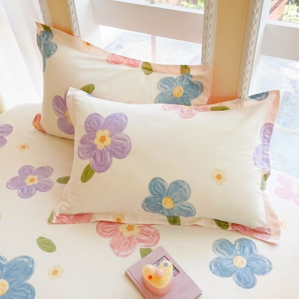 铭成家纺 2024新款新疆棉喷气印花小清新系列单品枕套茉晓