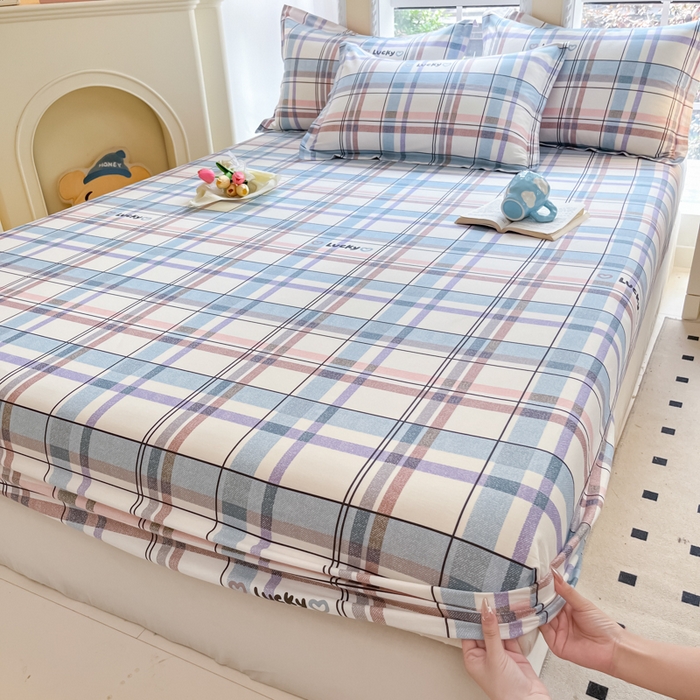 91家纺网 家纺一手货源 找家纺 铭成家纺 2024新款新疆棉喷气印花小清新系列单床笠布兰迪