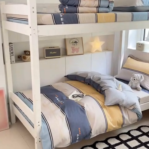 91家纺网 家纺一手货源 找家纺 2024新款全棉印花三件套学生宿舍床三件套上下铺床单被套 极光