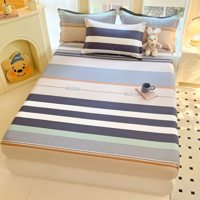 91家纺网 家纺一手货源 找家纺 铭成家纺 2024新款新疆棉喷气印花小清新系列单床笠达特