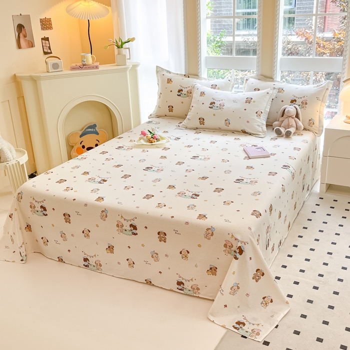 91家纺网 家纺一手货源 找家纺 铭成家纺 2024新款新疆棉喷气印花小清新系列单床单甜品派对