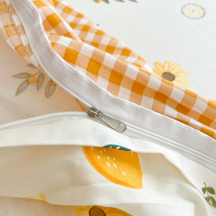 91家纺网 家纺一手货源 找家纺 铭成家纺 2024新款新疆棉喷气印花小清新系列单被套一颗柠檬