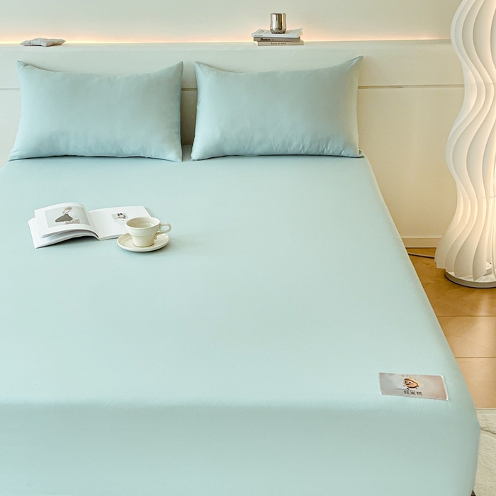 91家纺网 家纺一手货源 找家纺 豪选 2025新款A类蜂巢棉抗菌床笠（全网全供） 蜂巢浅蓝