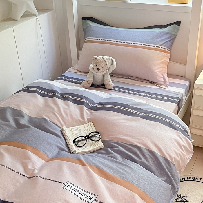 91家纺网 家纺一手货源 找家纺 2024新款全棉印花三件套学生宿舍床三件套上下铺床单被套 达特