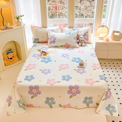 91家纺网 家纺一手货源 找家纺 （总）铭成家纺 2024新款新疆棉喷气印花小清新系列单床单