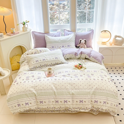 铭成家纺 2024新款新疆棉喷气印花小清新系列单被套露西娅