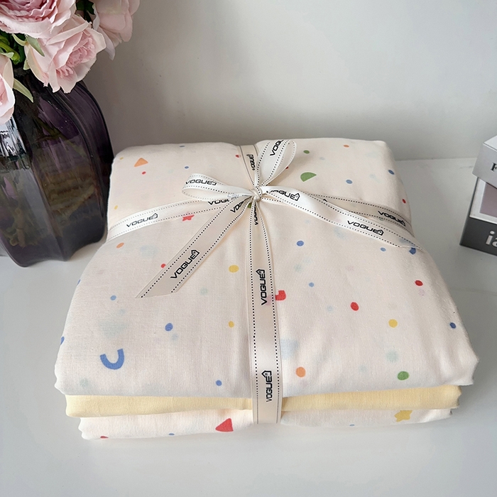 91家纺网 家纺一手货源 找家纺 麦伦家居 2024春夏新品全棉有氧双层纱印花系列四件套（叠拍图）蜡笔画