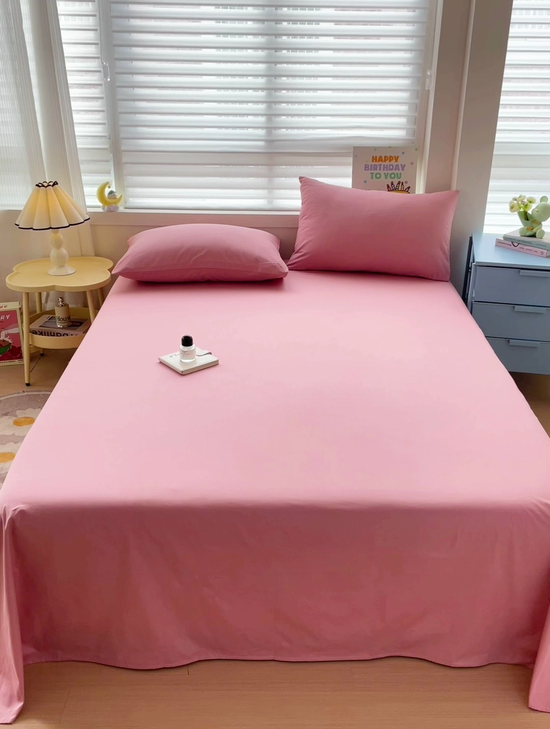 91家纺网 家纺一手货源 找家纺 2024新款全棉简约纯色床单 豆沙