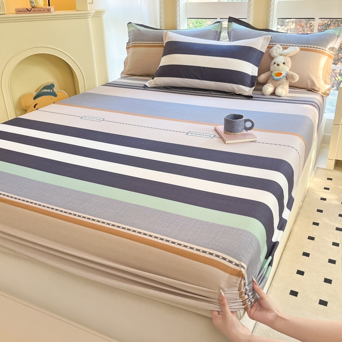 91家纺网 家纺一手货源 找家纺 铭成家纺 2024新款新疆棉喷气印花小清新系列单床笠达特