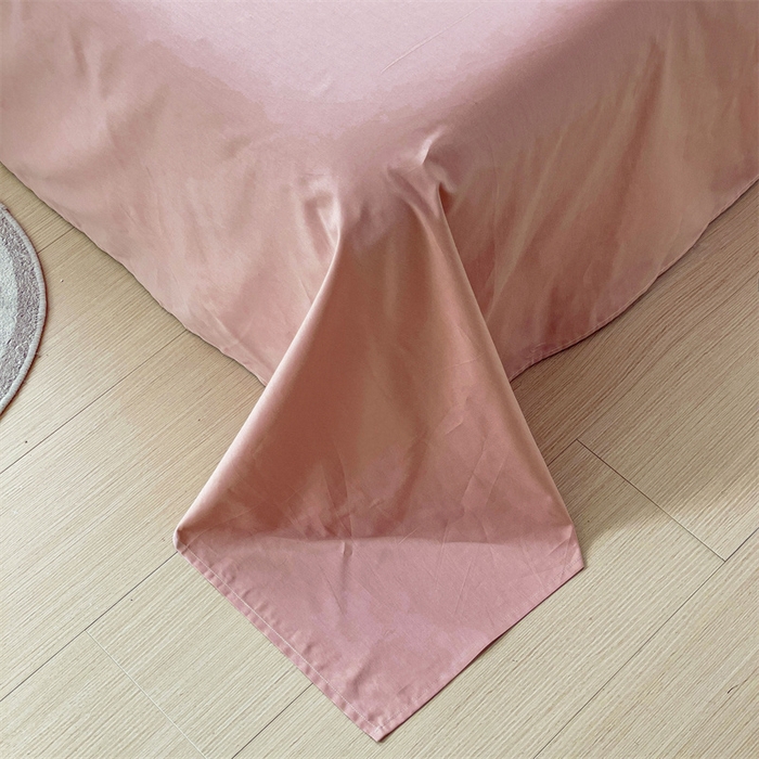 91家纺网 家纺一手货源 找家纺 2024新款全棉简约纯色床单 豆沙