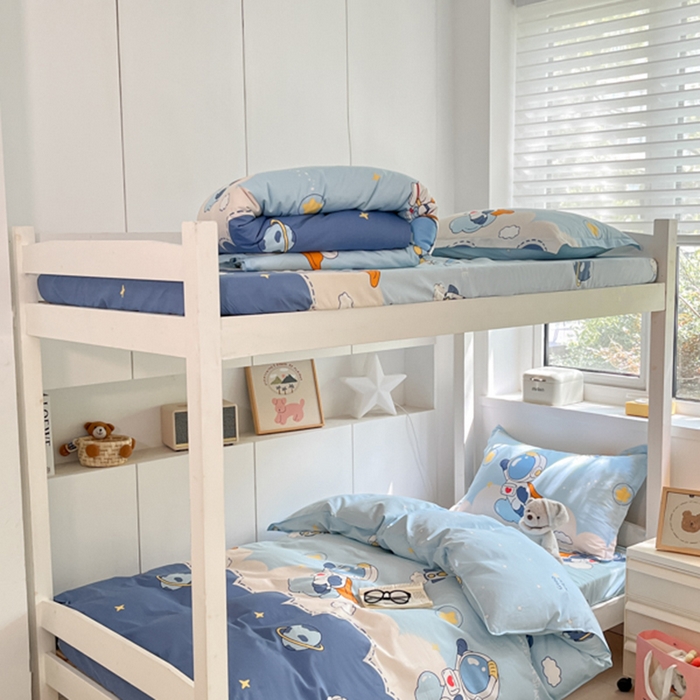 91家纺网 家纺一手货源 找家纺 2024新款全棉印花三件套学生宿舍床三件套上下铺床单被套 畅游星球