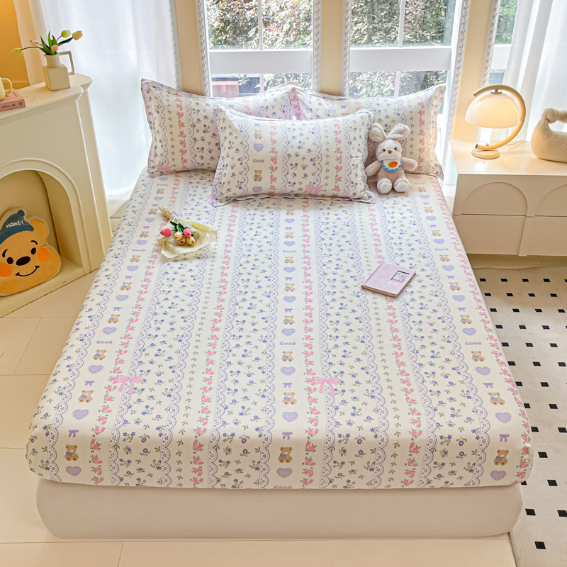 铭成家纺 2024新款新疆棉喷气印花小清新系列单床笠半蕾