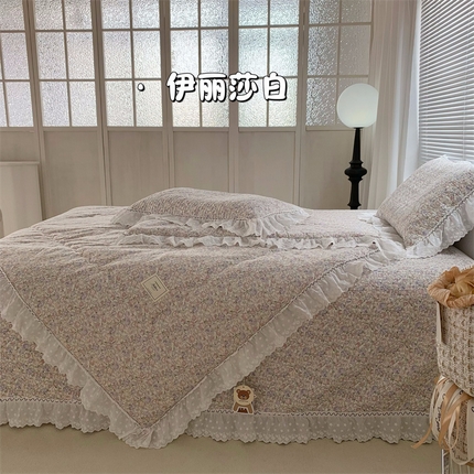 91家纺网 家纺一手货源 找家纺 佰织鑫家居（会员-5元） 2024新款繁花系列全棉砂洗棉花床盖款春秋被四件套 伊丽莎白