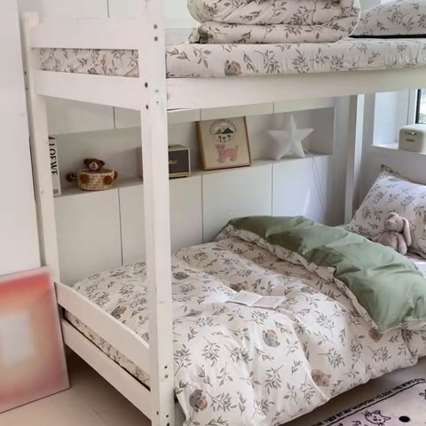 91家纺网 家纺一手货源 找家纺 2024新款全棉印花三件套学生宿舍床三件套上下铺床单被套 丛林意趣