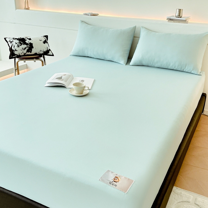 91家纺网 家纺一手货源 找家纺 豪选 2025新款A类蜂巢棉抗菌床笠（全网全供） 蜂巢浅蓝