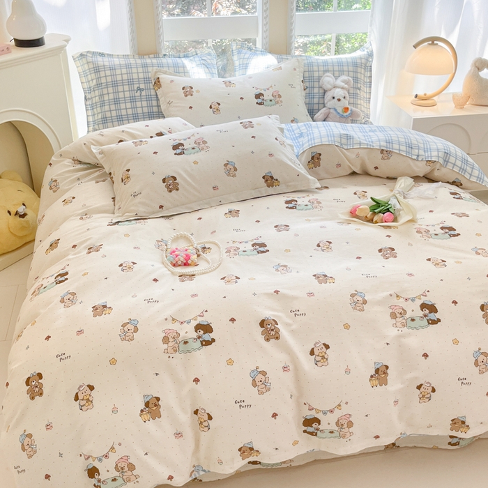 91家纺网 家纺一手货源 找家纺 铭成家纺 2024新款新疆棉喷气印花小清新系列单被套甜品派对