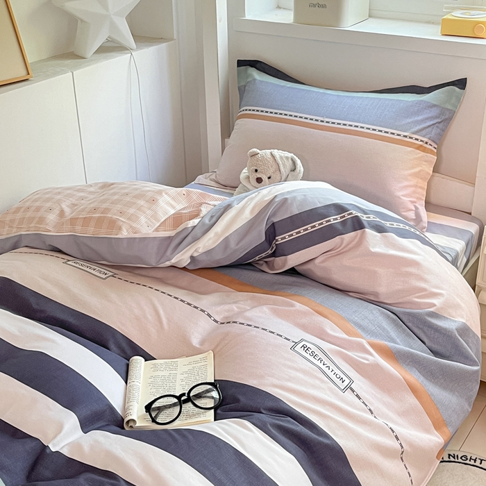 91家纺网 家纺一手货源 找家纺 2024新款全棉印花三件套学生宿舍床三件套上下铺床单被套 达特