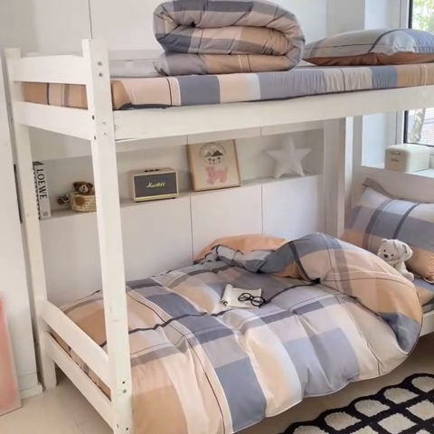 91家纺网 家纺一手货源 找家纺 2024新款全棉印花三件套学生宿舍床三件套上下铺床单被套 奥斯汀