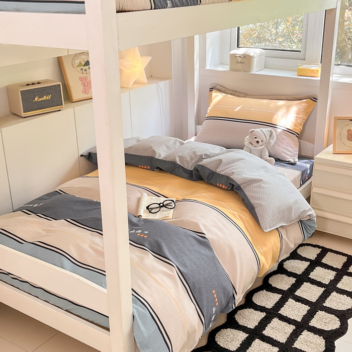 91家纺网 家纺一手货源 找家纺 2024新款全棉印花三件套学生宿舍床三件套上下铺床单被套 极光