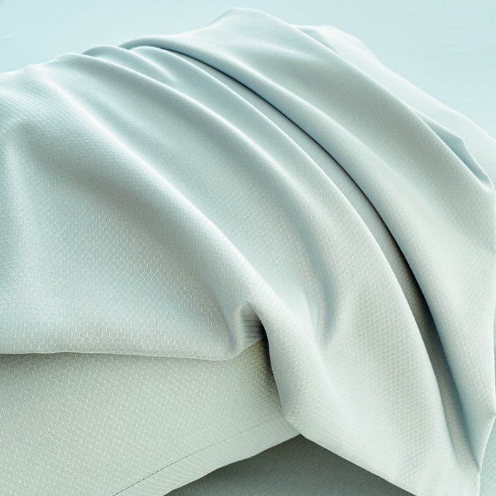 91家纺网 家纺一手货源 找家纺 豪选 2025新款A类蜂巢棉抗菌床笠（全网全供） 蜂巢浅蓝