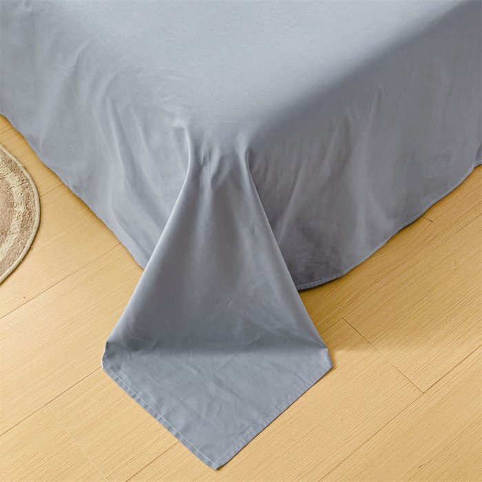 91家纺网 家纺一手货源 找家纺 2024新款全棉简约纯色床单 冰川蓝