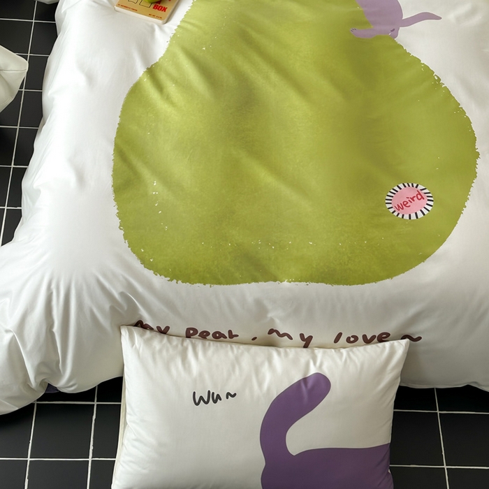 91家纺网 家纺一手货源 找家纺 艾沁家纺 2024新款40S全棉贡缎数码印花水洗棉四件套 肥梨