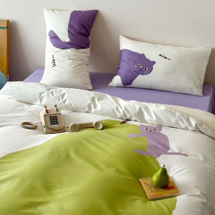 91家纺网 家纺一手货源 找家纺 （总）艾沁家纺 2024新款40S全棉贡缎数码印花水洗棉四件套