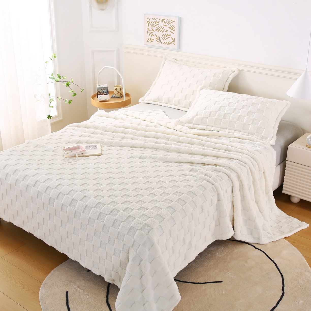 91家纺网 家纺一手货源 找家纺 （总）巴木赫 2024新款塔芙绒面包格毛毯毯子