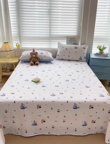 91家纺网 家纺一手货源 找家纺 名兮家居 2024年新款全棉床单 航海家