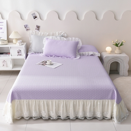 91家纺网 家纺一手货源 找家纺 （总）梦之星 2025新款凉豆豆纯色系床裙款床单款床盖床单凉席三件套