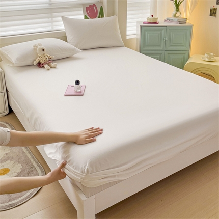 2024新款纯色全棉简约床笠 本白