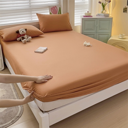 2024新款纯色全棉简约床笠 爱玛橙