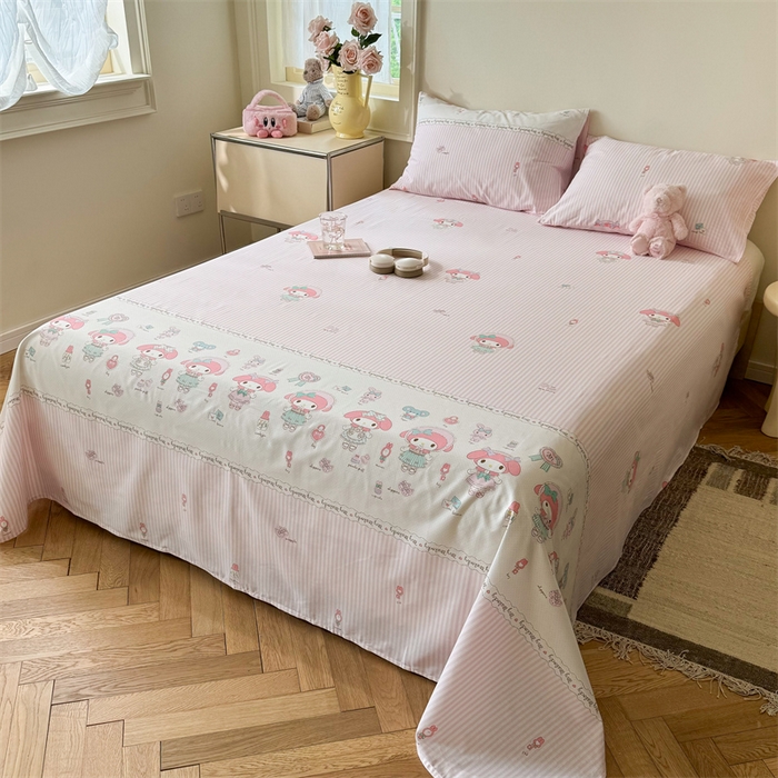 91家纺网 家纺一手货源 找家纺 名兮家居 2024年新款全棉床单 粉色甜心