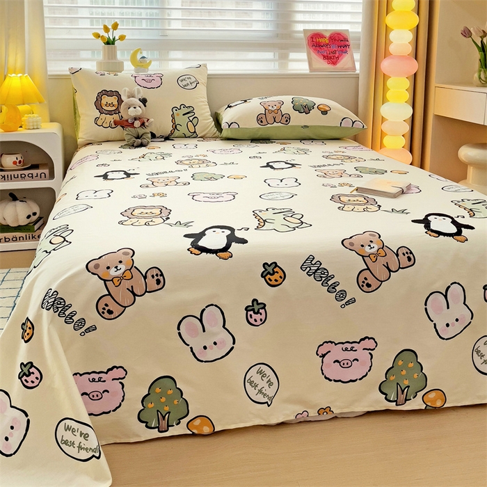 91家纺网 家纺一手货源 找家纺 名兮家居 2024年新款全棉床单 动物世界