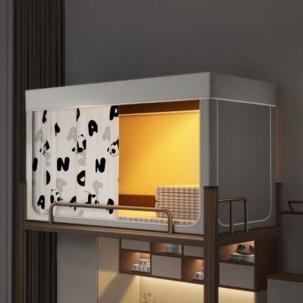 宅部落 2024新款学生床帘宿舍上下铺床帘式印花强遮光学生蚊帐 黑白熊猫