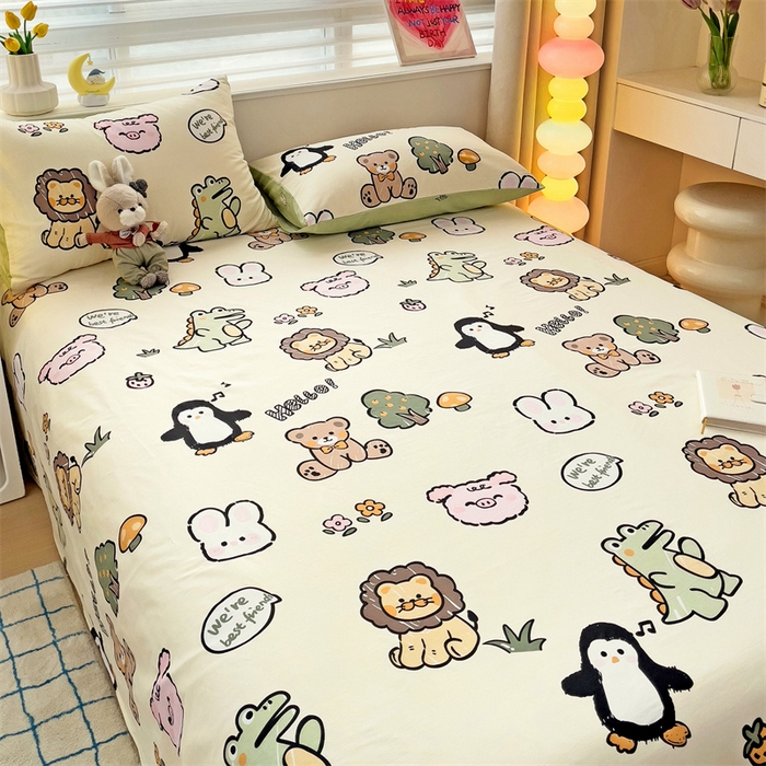 91家纺网 家纺一手货源 找家纺 名兮家居 2024年新款全棉床单 动物世界