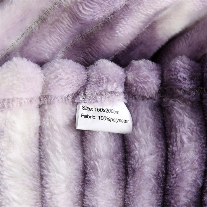 91家纺网 家纺一手货源 找家纺 巴木赫 2024新款260克扎染印花抽条毛毯毯子 深紫