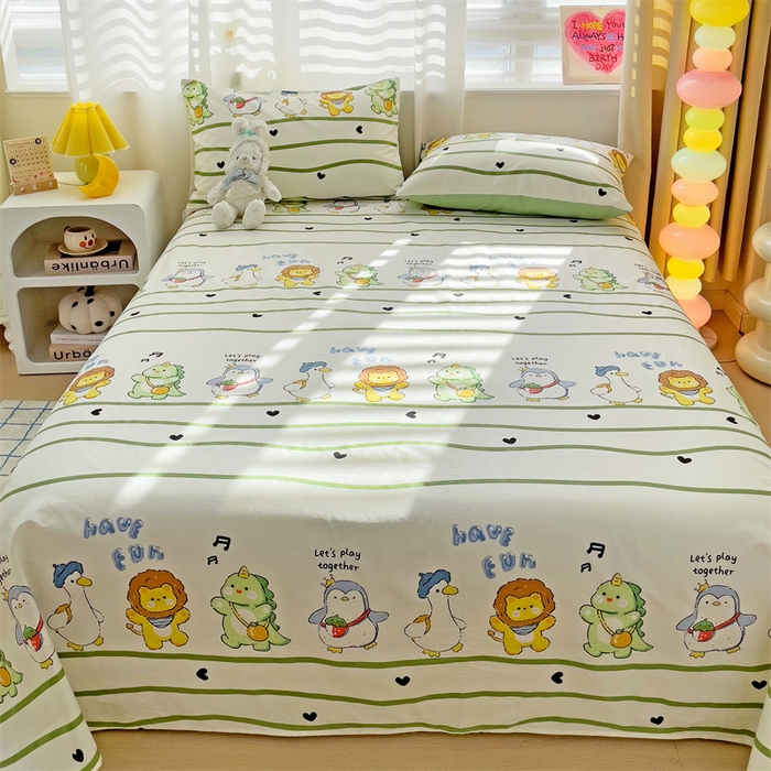 91家纺网 家纺一手货源 找家纺 名兮家居 2024年新款全棉床单 动物联欢