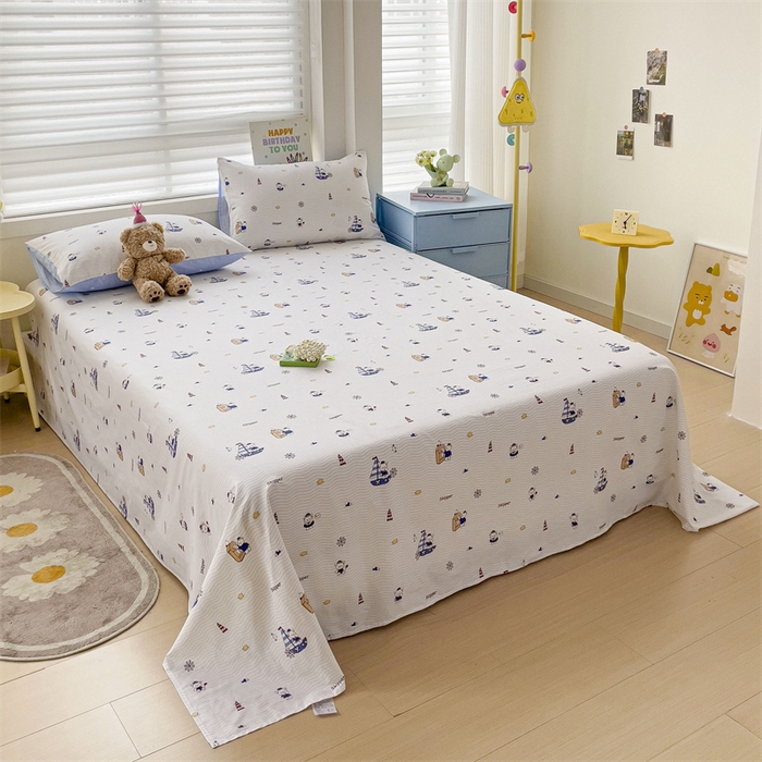 91家纺网 家纺一手货源 找家纺 名兮家居 2024年新款全棉床单 航海家