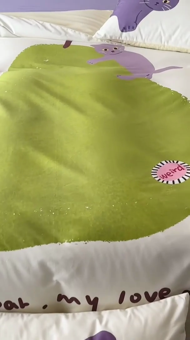 91家纺网 家纺一手货源 找家纺 艾沁家纺 2024新款40S全棉贡缎数码印花水洗棉四件套 肥梨