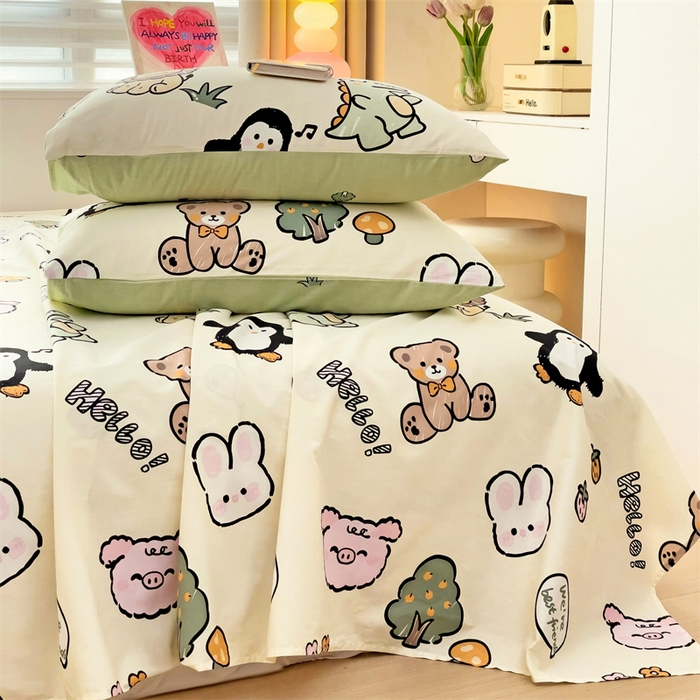 91家纺网 家纺一手货源 找家纺 名兮家居 2024年新款全棉床单 动物世界