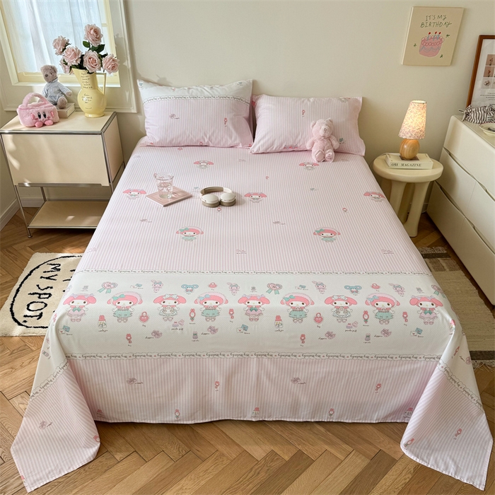 91家纺网 家纺一手货源 找家纺 名兮家居 2024年新款全棉床单 粉色甜心