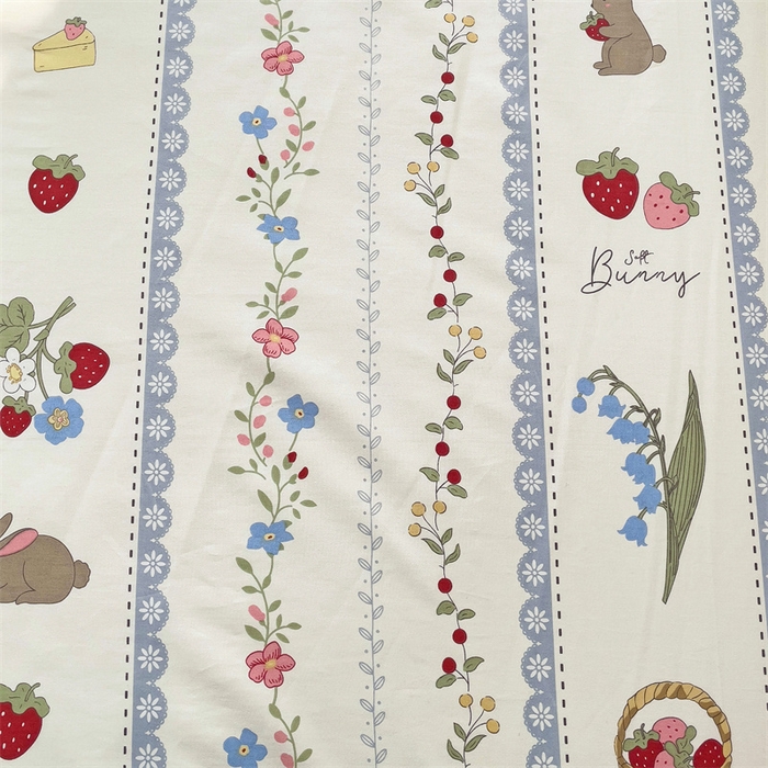 91家纺网 家纺一手货源 找家纺 名兮家居 2024年新款全棉床单 草莓兔兔