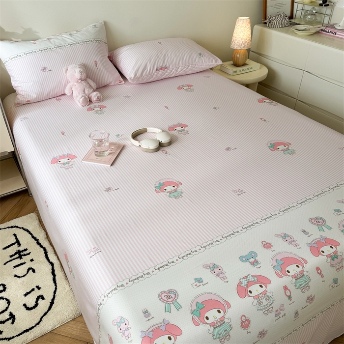 91家纺网 家纺一手货源 找家纺 名兮家居 2024年新款全棉床单 粉色甜心