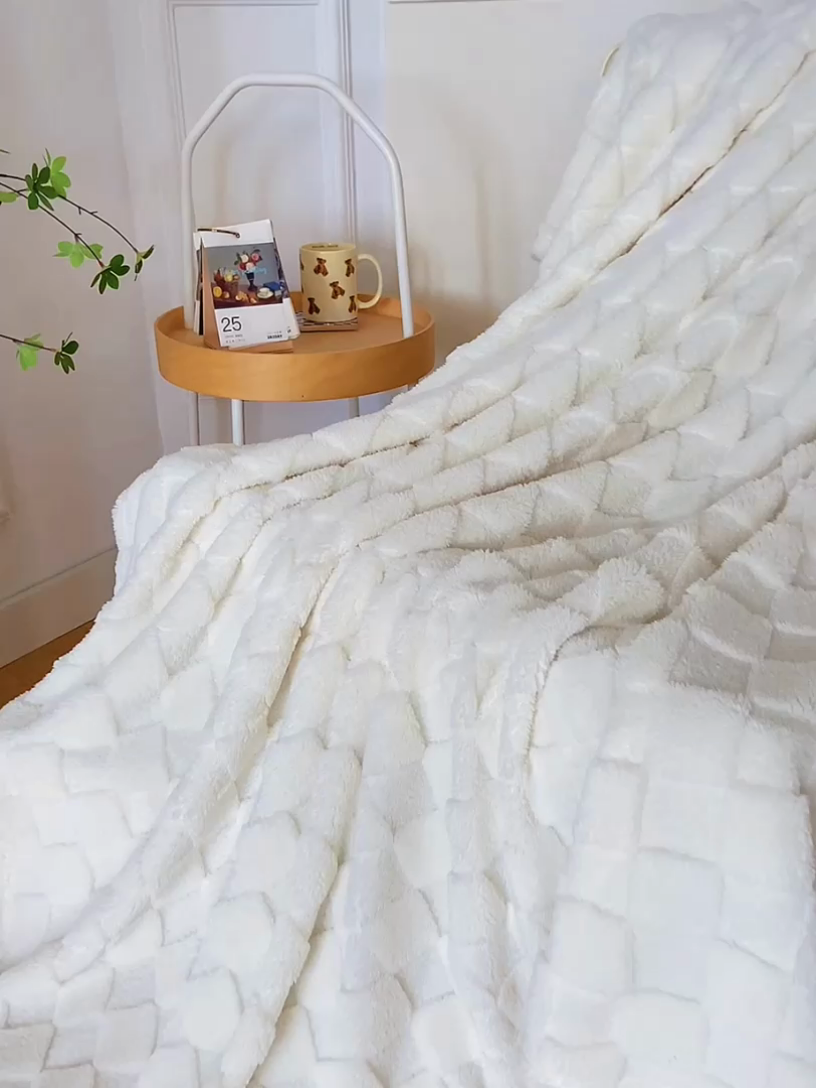 91家纺网 家纺一手货源 找家纺 （总）巴木赫 2024新款塔芙绒面包格毛毯毯子